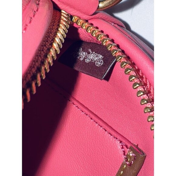 Coach Small Camera Bag Leather Crossbody Purse Quilted Pink - Picture 13 of 15